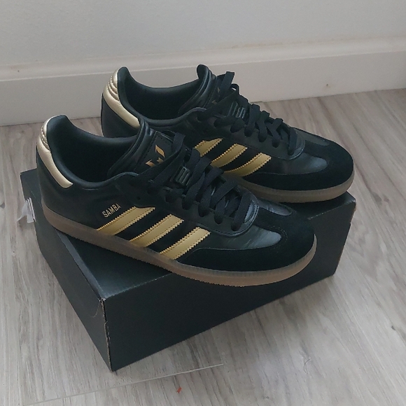 adidas Shoes - Adidas Samba Black and Gold Sneakers